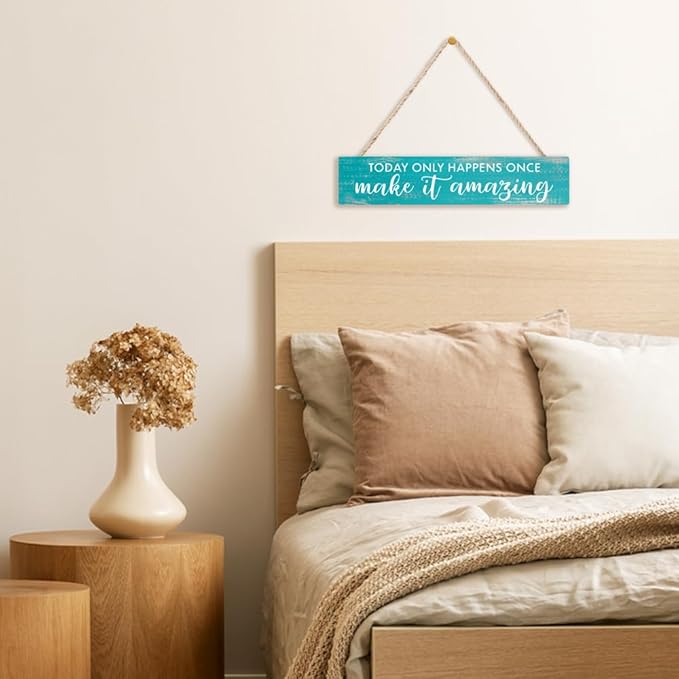 AGMDESIGN Today Only Happens Once Make It Amazing Wood Sign, Motivational Daily Reminder Decor for Bedroom Office, Farmhouse Kitchen Cafe Shop Wooden Plaque, Positive Gifts for Friends Coworkers