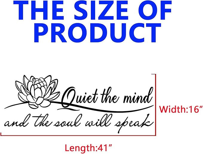 SEATUNE X-Large Inspirational Quotes Motivational Wall Stickers - Yoga Pilates Wall Decals - Bathroom Bedroom Living Room Home Vinyl Art Wall Decor - Quiet The Mind and The Soul Will Speak 41"X16"