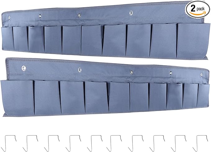 Oxford Fabric Bedside Hanging Storage Organizer, RV Shoe Storages Pockets for Bedside, Heavy Hanging Bedsides Storage Organizer with Sturdy Hooks Storages Pockets Hangs on Bed for Shoes, Tool (2)