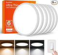 6Pack 12Inch LED Flush Mount Ceiling Light Fixture,24W 2400LM,Dimmable CCT 3000K/4000K/5000K,Round Flat Panel Light for Bedroom,0.7Inch Thin Modern Low Profile Ceiling Lights for Hallway,Porch