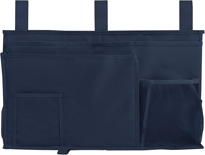 Joyfulife Bedside Caddy Bunk Bed Organizer Bedside Storage Organizer Hanging Bedside Storage Bag Pocket for Bunk, Hospital Beds, College Dorm Rooms, Baby Bed Rails, Camp 8 Pockets (Dark Blue)
