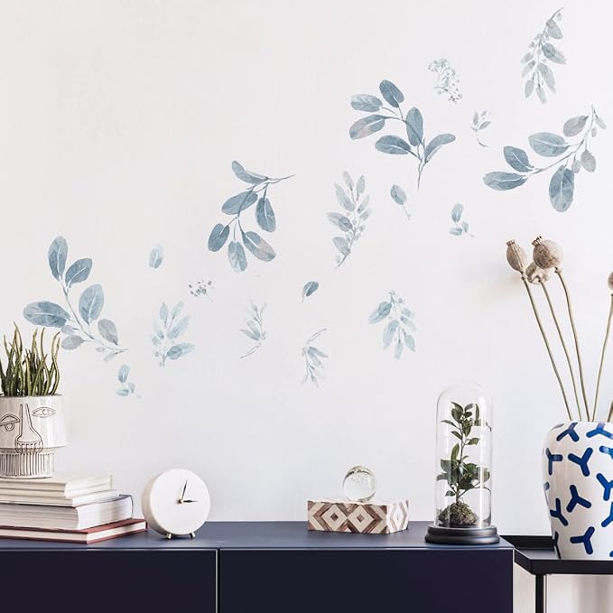 RoomMates RMK5154SCS Dancing Leaves Peel and Stick Wall Decals , Blue