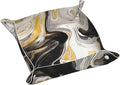 Black and Gold Swirl liquid ink marble Leather Vanity Tray Desktop Storage Organizer Decor Catchall Perfume Bathroom Valet Tray Nightstand Caddy Holder for Keys Phone Wallet Coin Jewelry, S