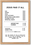 YWMZYKJGS Romans 6:23 Wall Art 16"×11" Jesus Paid It All Wall Decor Scripture Bible Verse Sign Gospel Tracts Religious Salvation Modern Funny Wood Framed Hanging (Wood)