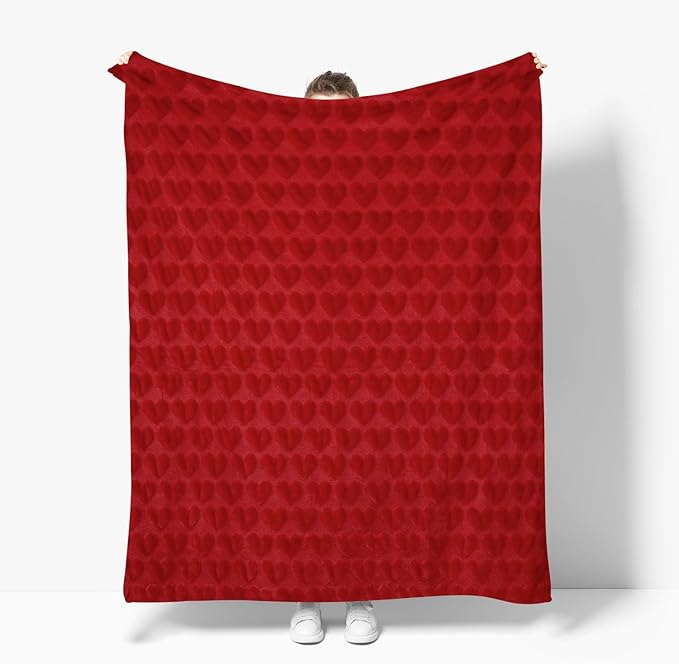 Horaldaily Valentine Blanket Throw, Red Love Heart Soft Fuzzy Plush Faux Fur Cozy Blankets for Couch Sofa Bed Lounging, Ideal Gifts for Kids Adults Wife Self, 60x80