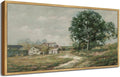 SHENIFY 20x40in Extra Large Vintage Framed Wall Art Rustic Country Road Landscape Painting Retro Countryside Scenery Farmhouse Bedroom Above of Bed Living Room Decor - Natural Framed
