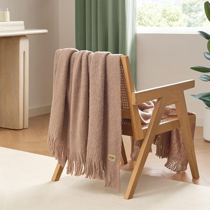 UGG Knit Throw Blanket – Soft Lightweight Throw Blanket for Couch, Bed Throws or Luxury Home Decor, Blankets & Throws for Home, Living Room and Bedroom, 50" x 70" (Margot) (Brown)