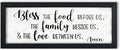 Bless the Food Before Us Wall Decor: Christian Bible Verse Wall Art Farmhouse Kitchen Dining Room Wall Decor Framed Small Plaque with Sayings - The Family Beside Us and The Love Between Us Signs