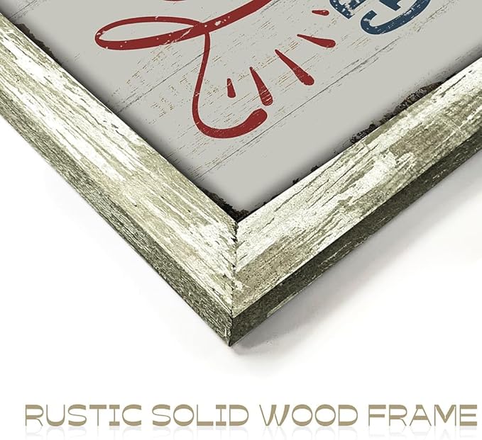 Rustic Home Sign Wall Decor: Farmhouse Family Quotes Wood Framed Art Print Inspirational Love Saying Picture Artwork for Bedroom Living Room Country House Decorations