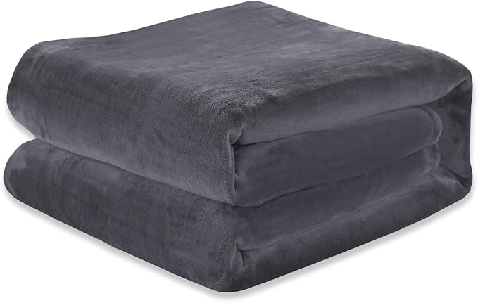 Elegant Comfort Luxury Velvety Softness Fuzzy Plush Micro-Velour Ultra-Soft Blanket King/California King Grey