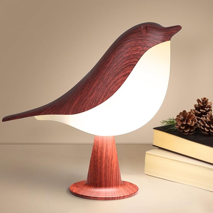 VoMii Bird Desk Lamp, Small Table Lamp Cordless Touch Dimmable Night Light with 3 Color Temperature, Rechargeable Battery, Cute Lamps for Bedroom Bedside Nightstand, Room Decor, Bird Gifts