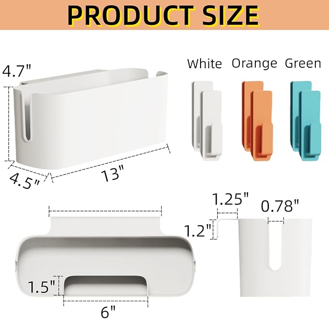Bedside Organzier Caddy Hanging, Plastic Bunk Bed Shelf with Hooks, Large Storage Holder for Dorm Room Bed, Hospital Bed, Baby Bed Rails, 11 Lbs / 5 Kg Capacity (White)
