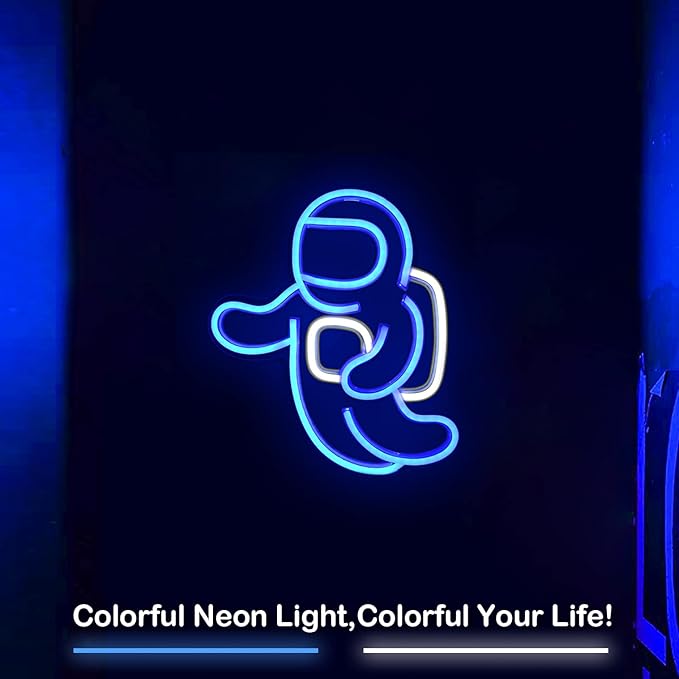 IMEGINA Astronaut Neon Light Projector, Space Led Signs for Bedroom Wall Decor USB Powered with Switch 14.1x12.6 Inch, Cool Neon Sign for Living Gaming Room, Kids Birthday Gift (Blue)