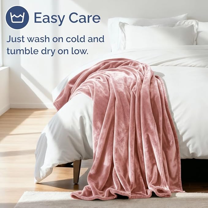 Ultra Soft Fleece Blanket Twin Size - Flannel Fleece Luxury Twin Blanket - Lightweight for Couch Bed Chair - Thick, Warm & Breathable - All Season Cozy Fuzzy, Anti-Static Microplush Bedding, Rose Pink
