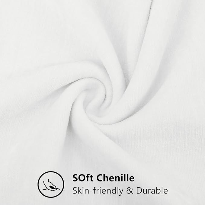 decorUhome Chenille White Throw Pillow Covers 16x16 Inch Set of 2, Decorative Soft Couch Pillow Covers Solid Dyed Accent Farmhouse Neutral Square Pillow Cases for Sofa