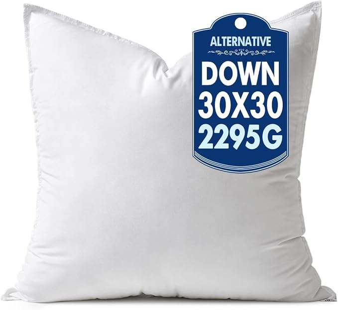 MIULEE 30x30 Synthetic Down Alternative Pillow Insert Euro Decorative Throw Pillow 30 x 30 Inch Body Bed Sleeping Ultra Soft Fluffy Form for Sofa Couch Bed