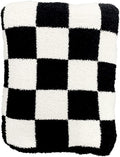 Checkered Throw Blanket Super Soft Luxurious Warm Blanket for Couch Reversible for Bed Sofa 50x60 Inches Black and White