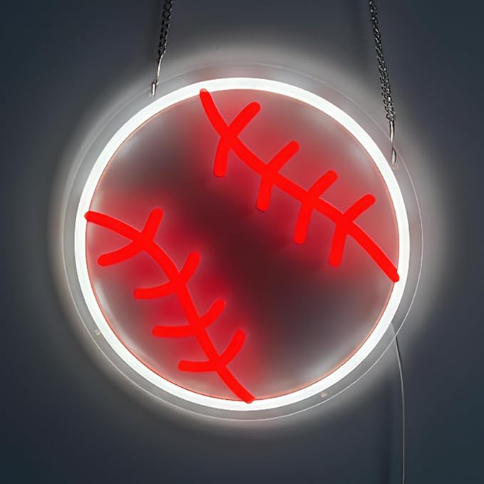 Baseball Neon Sign for Wall Decor, Dimmable LED Light for Bedroom Sports Room Decor, Baseball Gifts for Boys 8-12, 9 x 9 Inches