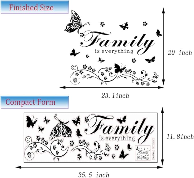 Family Wall Art Decal - Removable Wall Stickers Quotes 'Family is Everything' for Living Room, Bedroom, Dining Room, Kitchen