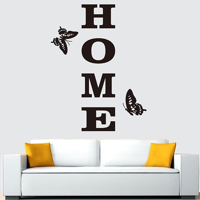 Motivational Family Quotes Wall Decals: Inspirational Home Butterfly Vinyl Art Wall Stickers for Bedroom Living Room Kitchen Apartment Bathroom - Home 21.6" X 28.6"