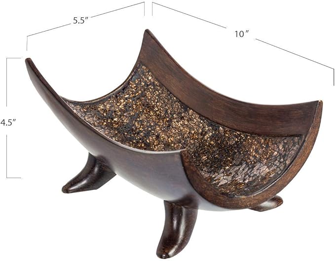 Creative Scents Schonwerk Brown Centerpiece Bowl with 3 Matching Orbs - Coffee Table Decor with Resin Sphere Balls for Living Room Dining Room Table - Decorations for Home Decor - Mantle House Decor