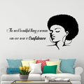 African Woman Beauty Salon Wall Art Decal Beautiful Afro Black Girl Vinyl Wall Stickers Room Decor for Women Murals (LL2476 Black)