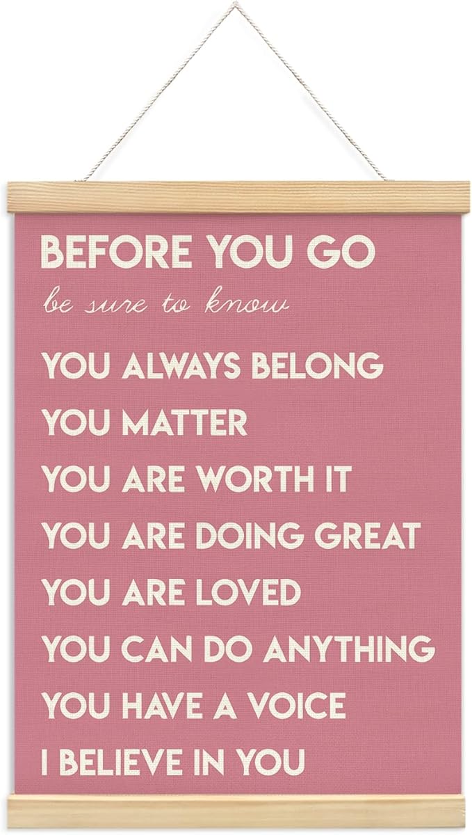 Mental Health Positive Affirmations Inspirational Wall Art Decor, Therapist Nurse Office Signs Wall Art Decor For Office Kids Teen Girls Room Bedroom Playroom Wall Decor Wood Posters Framed（pink）