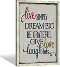 Rustic Inspirational Wooden Wall Decor: Framed Motivational Quotes Art Print Live Love Laugh Signs Picture Positive Sayings Artwork for Farmhouse Home Office Decor