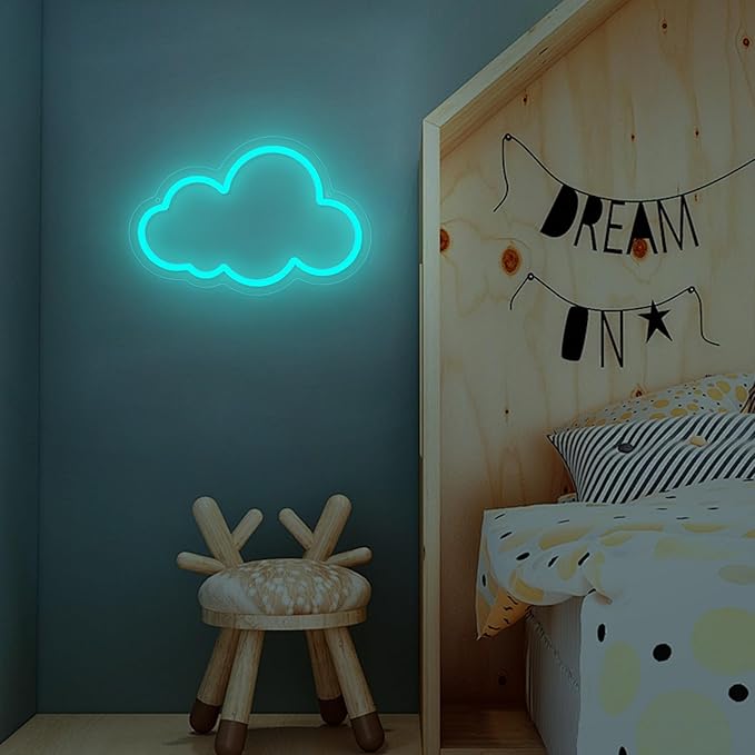 Cloud Neon Sign Cute Blue Clouds LED Light Sign for Wall,13 * 7.9in Dimmable USB Floating Clouds Light Up Sign for Living Room Kid Bedroom Nursery Birthday Christmas Wedding Party decor