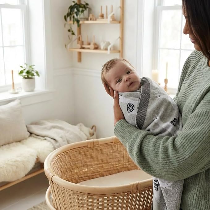 Knit Baby Swaddle Blanket - 100% Luxury Cotton Soft Cozy Receiving Swaddle Crib Stroller Blanket for Shower Gift Registry for Newborns, Infants, Toddlers (Llama - Grey)