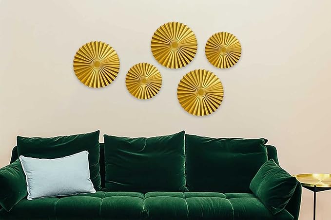ITrixgan Metal Wall Art Decor, Gold Sunburst Accents Hanging Set for Living Room Bedroom, Set of 3