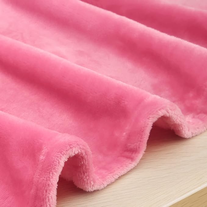 MACEVIA Twin Blanket Flannel Fleece Blankets for Couch, Fuzzy Cozy Lightweight Warm Comfort Super Soft Fluffy Plush Blankets for Bed Sofa 260GSM, Suitable for All Seasons (Pink,60x80inches)