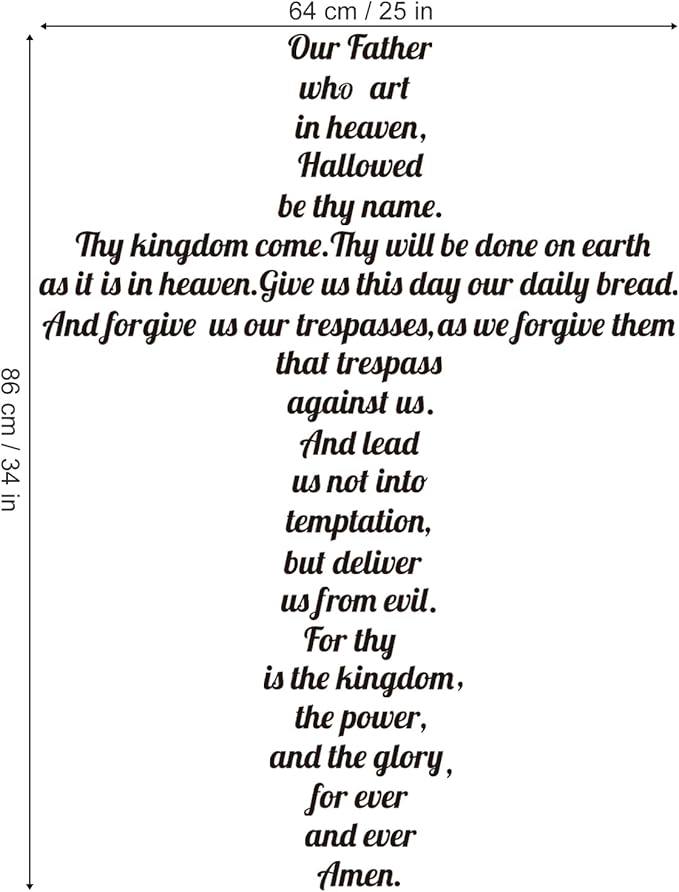 decalmile The Lord’s Prayer Wall Decals Quotes Our Father who Art in Heaven Inspirational Christian Bible Sayings Wall Stickers Living Room Bedroom Church Home Decor(Finished Size: 26 Inch x 34 Inch)