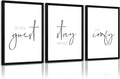 Be Our Guest Wall Decor Guest Room Wall Art Decor Stay Awhile Signs for Home Decor Minimalist Wall Art Over The Bed Sign Guest Bedroom Wall Decor Canvas Painting 12x16 Inch Wood Framed Set of 3