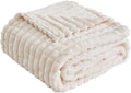 FY FIBER HOUSE Bed Blanket for Couch Soft Warm Fuzzy Queen Size Blankets for Sofa All Season Use, 90x90 Inches, White