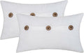 HWY 50 White Chenille Throw Pillow Covers 12x20 Inch with Triple Buttons, Soft Farmhouse Accent Decorative Cushion Cases for Couch Sofa Bed Living Room Pack of 2 Rectangle