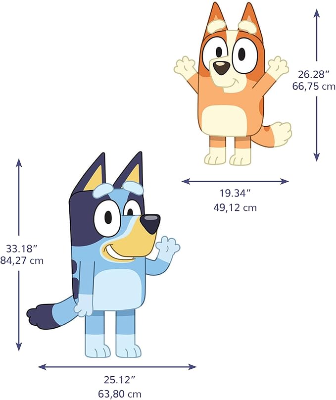 RoomMates Bluey and Bingo Character Blue Peel and Stick Wall Decals, RMDM5560