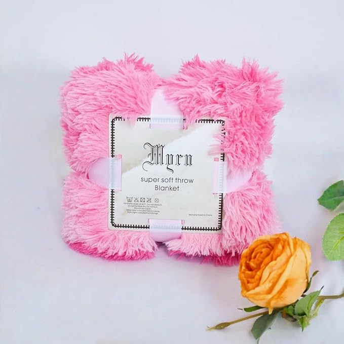 Plush Super Soft Blanket Bedding Sofa Cover Furry Fuzzy Fur Warm Throw Qulit Cozy Couch Blanket for Winter (Tie Dye Pink,63x79 Inches)