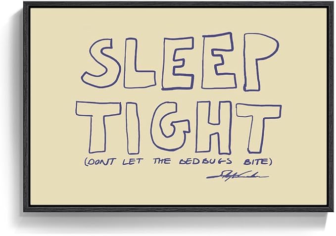 Framed Bedroom Beige Wall Art for Wall Decor, Large Sleep Tight Typography Artwork for Walls, Funny Quote Nursery Kid’s Room Guest Room Hallway Canvas Print Wall Decor, 24x36 Inch