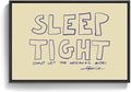 Framed Bedroom Beige Wall Art for Wall Decor, Large Sleep Tight Typography Artwork for Walls, Funny Quote Nursery Kid’s Room Guest Room Hallway Canvas Print Wall Decor, 24x36 Inch