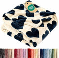 Ultra Soft Fleece Blanket Throw Size - Flannel Fleece Throw Blue Hearts Blanket - Lightweight for Couch Bed Chair - Thick, Cozy, Warm and Breathable - All Season Cozy, Anti-Static Microplush Bedding