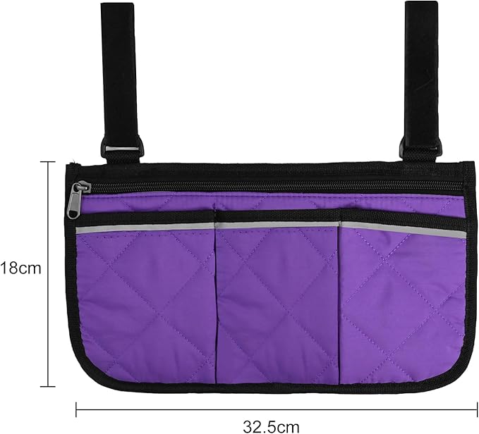 Camping Armrest Storage Bag, Chair Armrest Organizer, Car Seat Hanging Bag, Extended Back Buckle Canvas Beach Chair StorageBag, Side HangingBag For Bedside/Outdoor/Beach/Camping(purple)