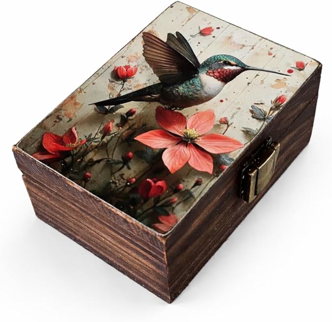 RK Collections Hummingbird Trinket Box I Bird Jewelry Keepsake Box I Hummingbird Lovers Gift Idea For Animals (4x2.75)
