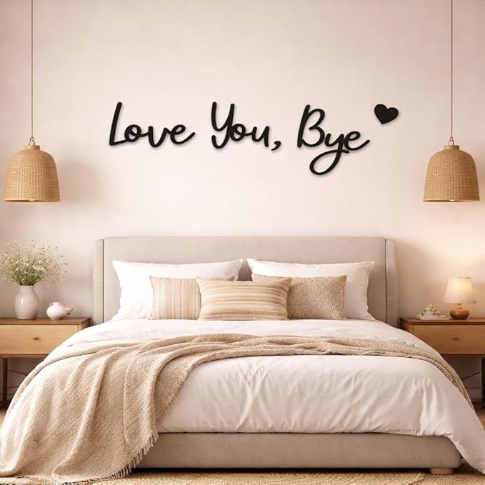 Love You Bye Sign Above Door: Rustic Wood Over Door Home Decor Boho wall decor For Wall Art living Room Bedroom – Gifts for Lover & Family