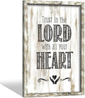 Christian Wall Art Wood Decor: Inspirational Bible Verses Framed Picture Rustic Scripture Proverb Sayings Print Religious Lord Quote Artwork for Home Living Room Bedroom Farmhouse