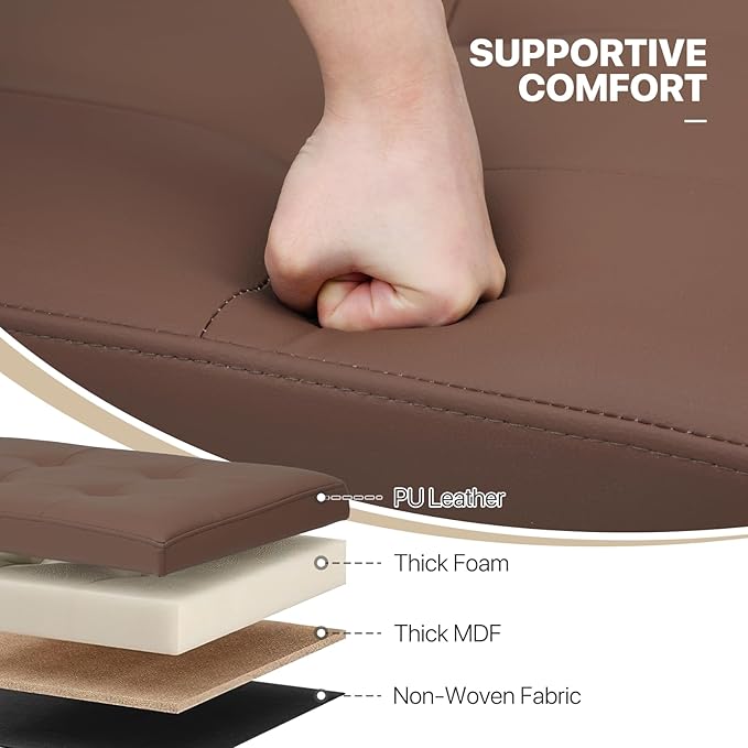 MoNiBloom 30 Inch Storage Ottoman Bench, 24 Gal. Folding Ottoman Footrest, End of Bed Bench, Rectangle Foot Stool, Supports 600 lbs, for Bedroom, Living Room, Entryway, Hallway, Brown