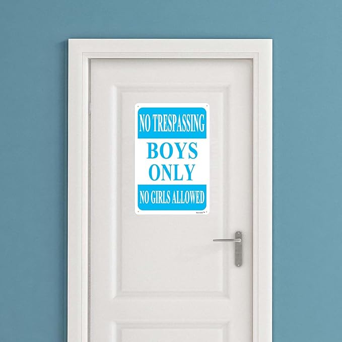 Aluminum No Trespassing Sign, Boys Only - 12"x16"