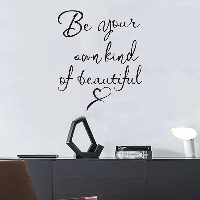 Inspirational Quotes Bedroom Wall Stickers: Women Beautiful Home Positive Vinyl Art Wall Decals - Living Room Bathroom Kitchen Family Wall Decor - Be Your Own Kind of Beatiful 15" X 18"