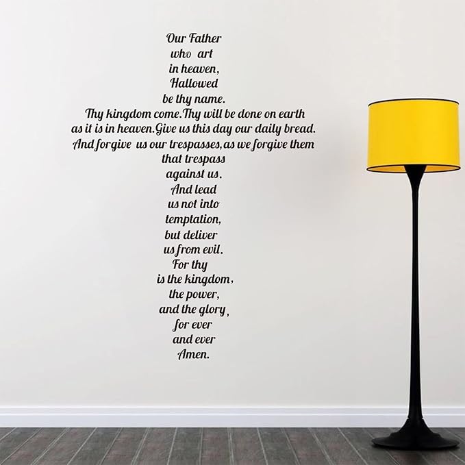 decalmile The Lord’s Prayer Wall Decals Quotes Our Father who Art in Heaven Inspirational Christian Bible Sayings Wall Stickers Living Room Bedroom Church Home Decor(Finished Size: 26 Inch x 34 Inch)