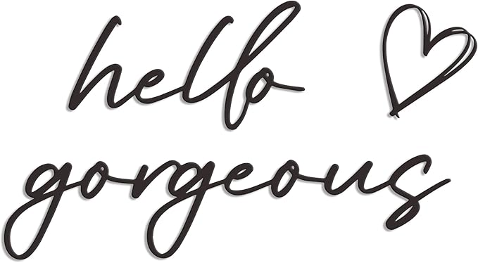 Rajukit Metal Hello Gorgeous Wall Decor – Rustic & Chic Metal Hello Gorgeous Sign Wall Art Decor for for Bedroom Living Room